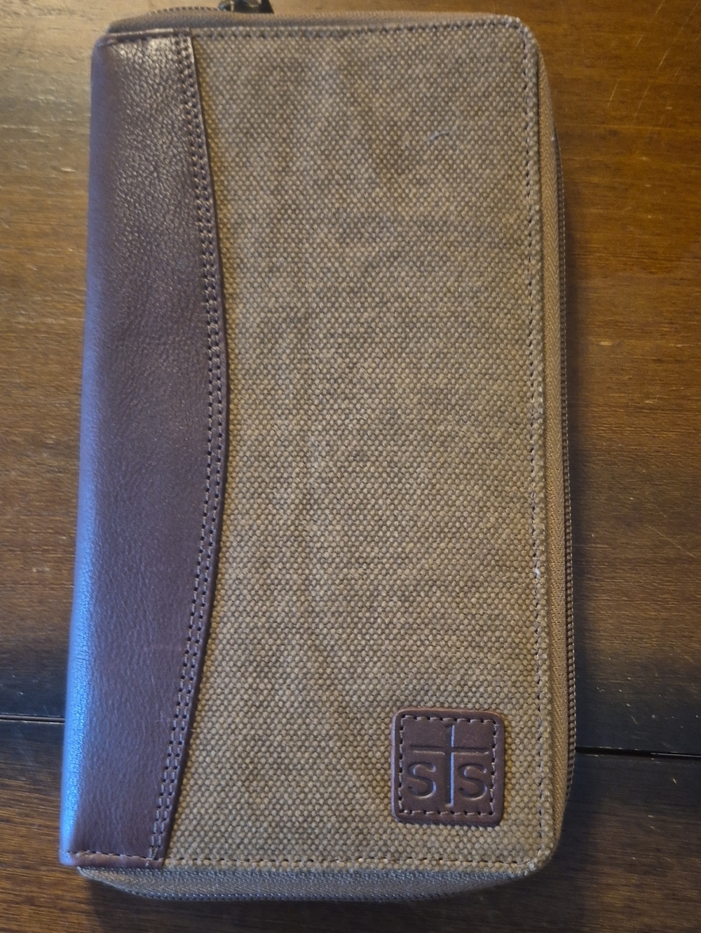 STS Ranchwear Zip Clutch Wallet 9.5" X 5" Canvas With Leather Trim Western Rodeo